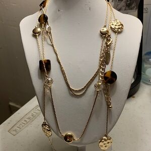 NY Collection Gold and Brown Layered Necklace